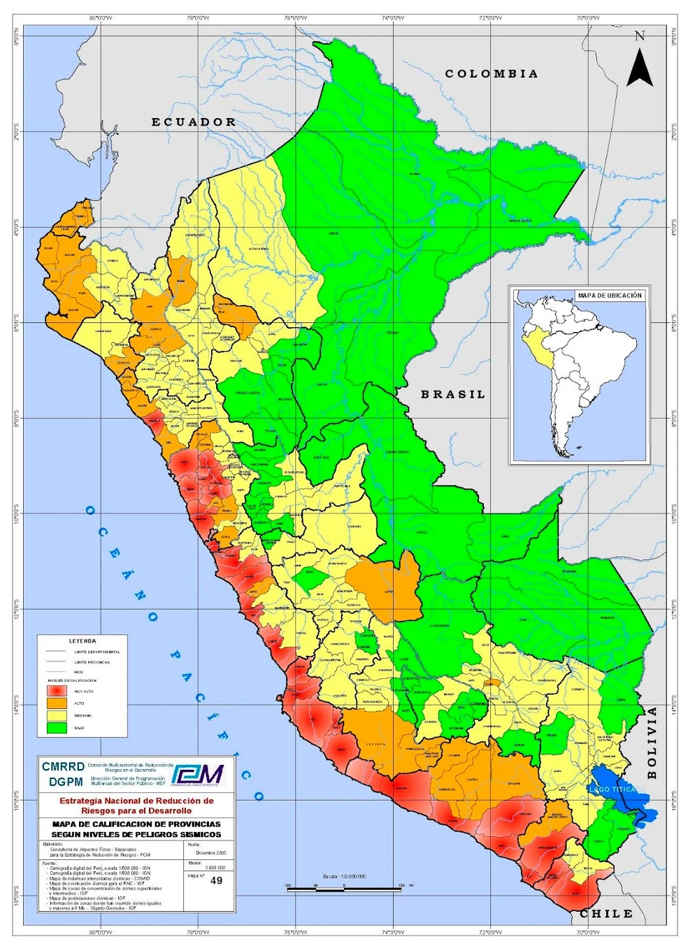 Mapa de zonificación de peligro sísmico del Perú, essential para construir una casa de campo en Perú de forma segura
